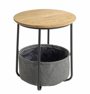 Beistelltisch ca. 50x45 cm Massivholz Schwarz / Eiche / Grau