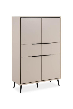 Highboard inkl. 4 Türen Sand / Schwarz | 1
