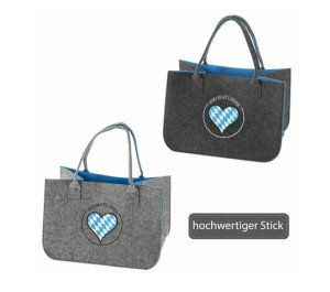 Filztasche HEIMATLIEBE Herz mit Stickerei 1 Stück von 2 Sorten unsortiert Grau