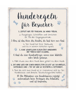 Bild ca. 30 x 40 cm HUNDREGELN MDF/ Papier | Hellbraun, Schwarz