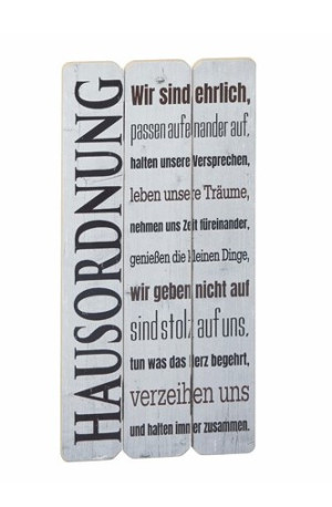 Bild ca. 20 x 40 cm HAUSORDNUNG MDF Papier