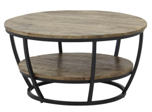 Couchtisch rund a.86x44x86 cm Mango Wood / Metall schwarz