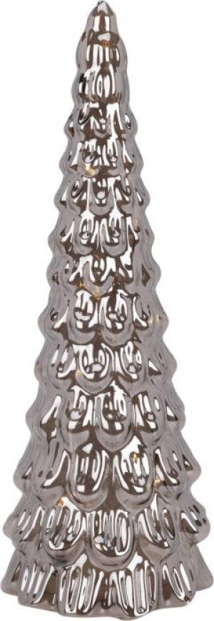 Deko-Figur Tannenbaum ca. 24 cm mit LED Grau Silberfarbig