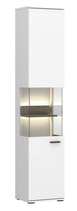 Vitrine 1-trg ca. 40x198x37 cm Alpinweiß / Viking Oak Nachbildung