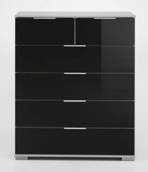 Kommodeca. 42x82x102 cm EASY PLUS C von WIMEX Weiß / Glas Schwarz | 1