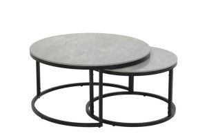 Couchtisch 2er Set Marmoroptik Grau / Schwarz