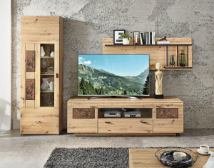 Wohnwand 3-tlg 300cm MADERA von Wohn-Concept Artisan Eiche / Hirnholz | 1
