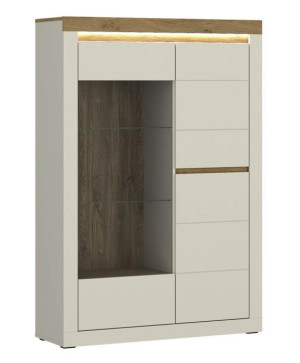 Vitrine 2-trg ca. 104x156x40 cm Kaschmir / Eiche Stone Nachbildung