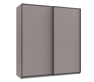 Schwebetürenschrank 2-trg. ca.180x198x65 cm Saharagrau / Schwarz