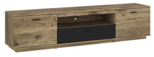 TV-Lowboard 2-trg inkl. 1 Klappe ca. 210 x 52 x 50 cm Eiche / Anthrazit