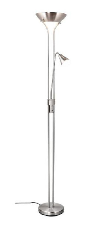 Stehleuchte 2xE27 1xE14 Metall Nickel Matt / Glas Frost Ø ca. 28 cm ca. 181,5 cm hoch | 1