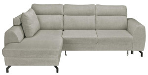 Ecksofa ca. 266 cm breit inkl. Bettfunktion, Bettkasten und 1 Seitenkissen Ottomane links Cream