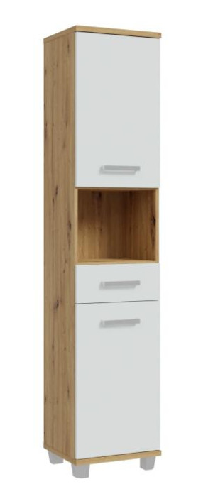 Bad-Hochschrank VERIS von Forte Weiß / Artisan Oak | 1
