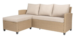 Gartenlounge 2er Sitzer Rattan-Ecke inkl. Kissen Natur