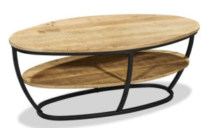 Couchtisch oval ca.110x44x60 cm Mango Wood / Metall schwarz