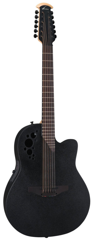 Ovation Elite Tx Deep Contour Cutaway 12 Cordes Black Textured 2058TX-5-G
