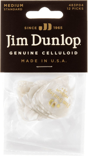 Dunlop 12 x Medium Celluloid White Perloid