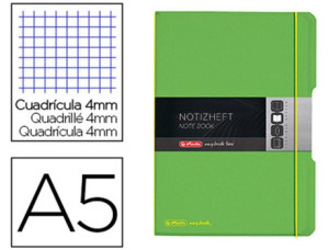 Herlitz Caderno Note Book Flex A5 Polipropileno 40 Folhas Quadricula 4Mm Verde Claro Fecha com Elasticos Preco Uni. Venda Multiplos 1