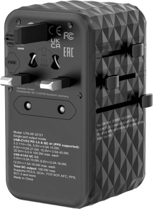 Carregador De Viagem VERBATIM 32121 (1000W - 2 Usb-C - 2 Usb-A)