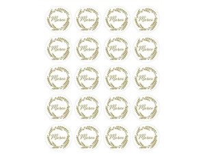 Artemio 300 Autocolantes Redondos Dourados de Agradecimento 3,5 cm