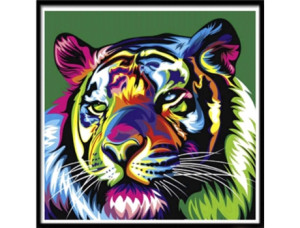 Slowmoose Conjunto de Ponto de Cruz Pintura de Diamante Animal Tigre Gato Adesivo em Mosaico para Decoração de Casa (H - 30 * 30cm)