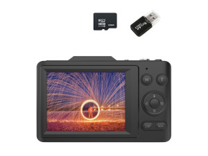 Máquinas Fotográficas Compactas SZSMART H16 para Estudantes 4K Hd 48Mp 16X Zoom Anti-Vibração 2.8 32G Cartão de Memória Preto (Outlet Grade A)