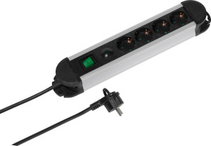 Extensão 4T VIVANCO Com Interruptor 1.6M VIVANCO(Aluminio/Preto)