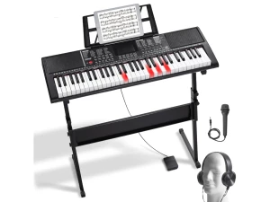 Teclado Digital de 61 Teclas Piano Elétrico Portátil com Suporte Ajustável VEVOR (Outlet Grade A)