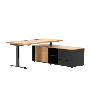 Nowoczesne biurko gabinetowe HERO DESK PLUS z Komodą Premium Dąb Lancelot