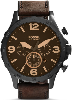 Zegarek Fossil JR1487 / NATE Brown Leather Strap 50mm / męski