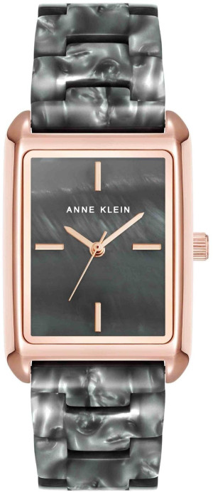 Zegarek Anne Klein AK-5290RGDG / Delicate Rectangular Acetate Link Bracelet Watch / damski
