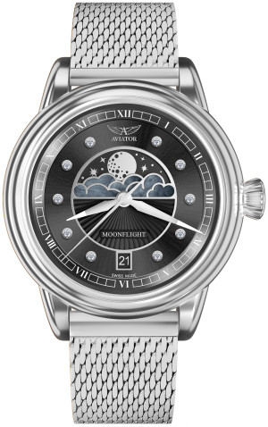 Zegarek Aviator V.1.33.0.381.5 / Douglas Moonflight Black Diamonds / damski