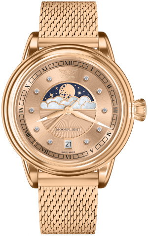 Zegarek Aviator V.1.33.2.383.5 / Douglas Moonflight Rose Gold Diamonds / damski