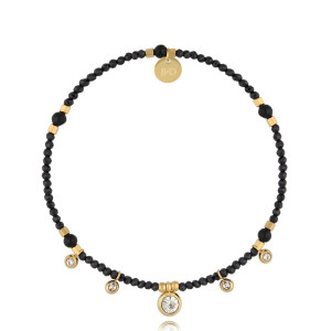 Biżuteria damska By Dziubeka BSC1965 / Bransoletka z czarnymi kamieniami i kryształkami Makana