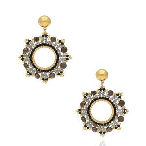 Biżuteria damska By Dziubeka KSC0157 / Kolczyki szare okrągłe