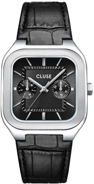 Zegarek Cluse CW26203 / Quadrus Multifunction Leather Black Silver / męski