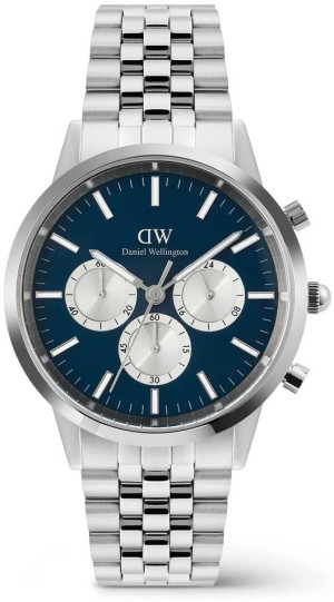 Zegarek Daniel Wellington DW00100874 / Iconic Chronograph Arch 5-Link Arctic Panda Silver / męski