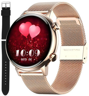 Smartwatch Enter SAT.110.1410.534-SET / Lady Różowe Złoto + Czarny Pasek / damski
