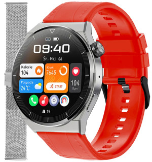 Smartwatch Enter SAT.111.235.1411-SET / Smart na Czerwonym Pasku zestaw z Bransoletą / męski