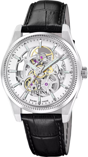 Zegarek Festina F20095-1 / Swiss Made Skeleton Automatic / męski