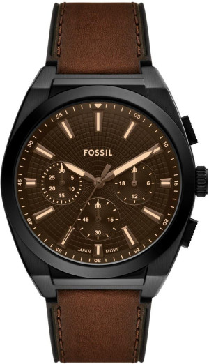 Zegarek Fossil FS6108 / Everett Chronograph Brown Leather Strap 44mm / męski