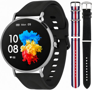 Zegarek Garett 5904238484531-PAY-BLACK / Smartwatch Garett Verona na Czarnym Pasku Garett Pay + 2 Paski / damski