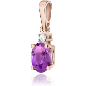 Biżuteria damska Harf B0002-ZA-AUR-AMV-02-OW / Złota zawieszka z ametystem i diamentem, próba 585