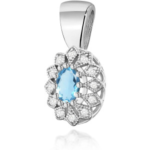 Biżuteria damska Harf B0708-ZA-AUR-TOB-02-OW / Zawieszka z topazem Swiss i diamentami, białe złoto, próba 585
