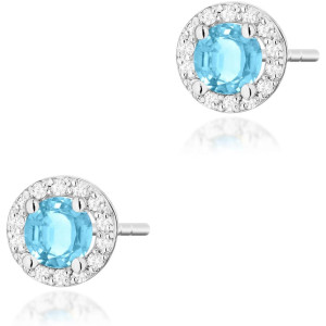Biżuteria damska Harf B1018-KO-AUB-TOB-02-OK / Złote kolczyki, topaz swiss i diamenty, białe złoto, próba 585