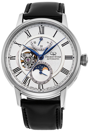 Zegarek Orient Star RE-AY0106S00B / Open Heart Mechanical Moon New Look Original / męski
