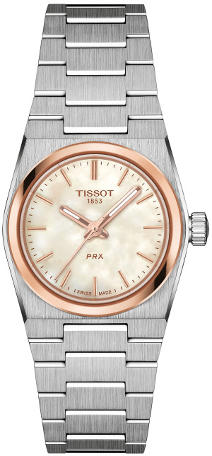 Zegarek Tissot T137.010.21.111.00 / PRX 25 Quartz White Rose Gold Bezel 25mm / damski