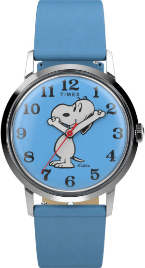 Zegarek Timex TW2W79400 / Marlin® Hand-Wound x Peanuts Reissue Blue Leather Strap 34mm  / męski
