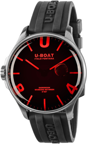 Zegarek U-BOAT 8465 / DARKMOON 44MM RED GLASS SS/RUBBER / męski