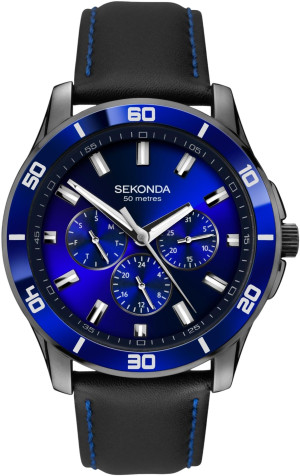 Zegarek Sekonda 1634 / Midnight Blue Men’s Black Strap Dress Watch / męski